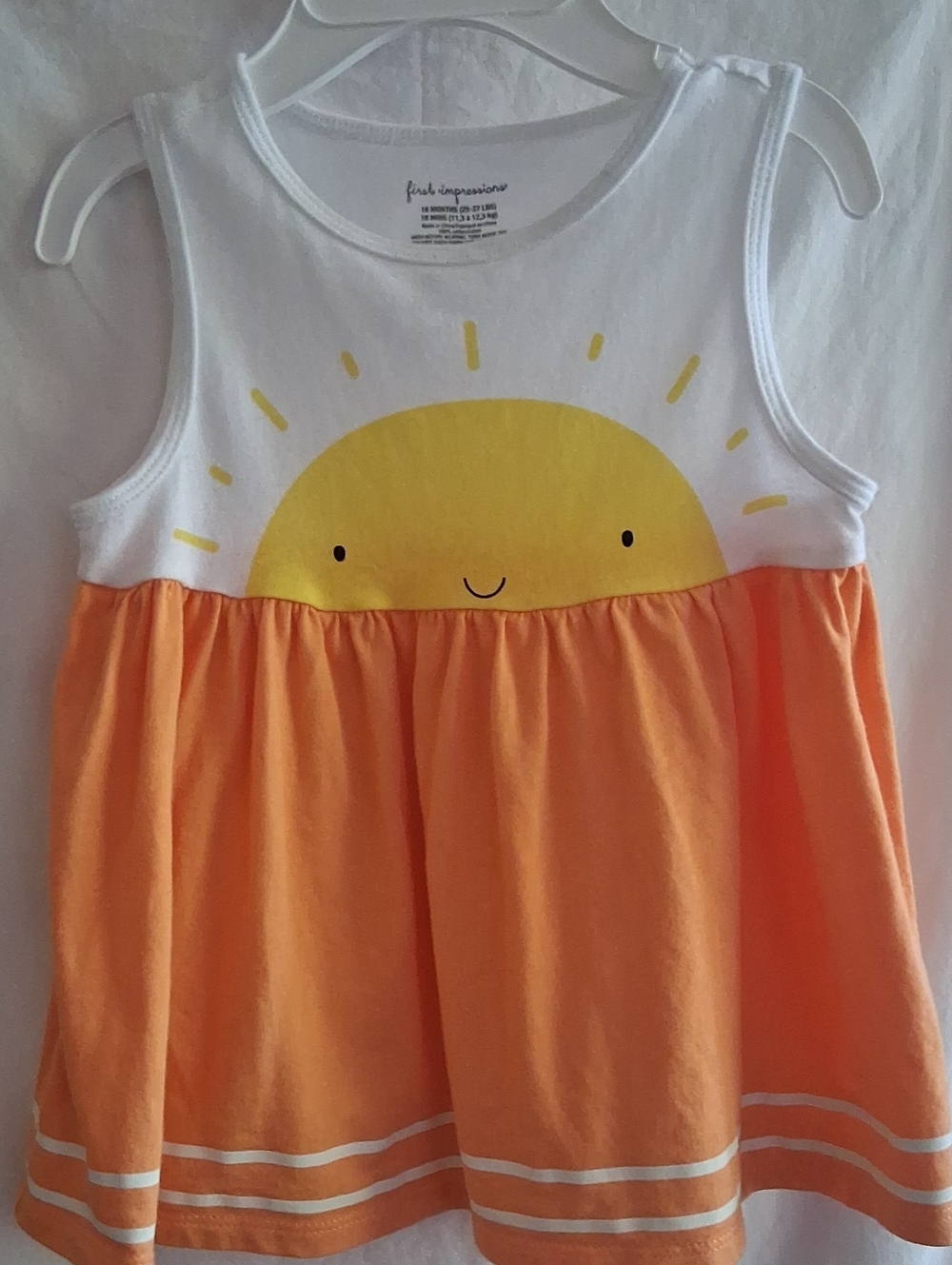 First Impressions White, Yellow & Orange Sun Graphic Tank Top